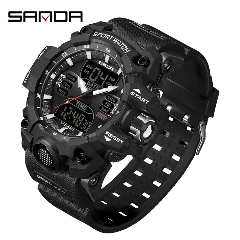 Rynx | Dual Display Sports Watch for Men - Waterproof, Shock Resistant with Multifunctional Digital Display