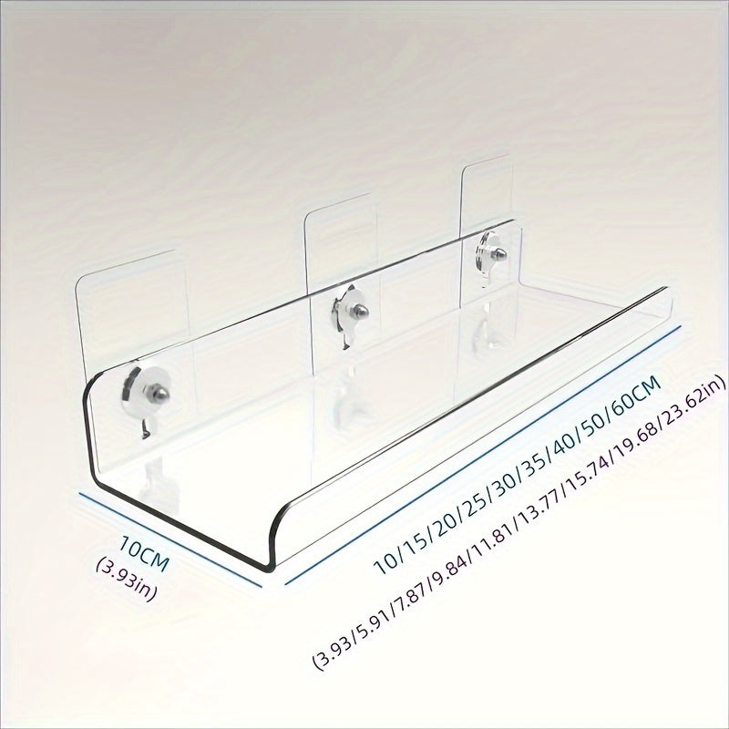 Rynx | Acrylic Shelf - Floating Hanging Shelf - Drill-Free Shower Shelf and Storage Shelf