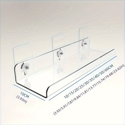 Rynx | Acrylic Shelf - Floating Hanging Shelf - Drill-Free Shower Shelf and Storage Shelf