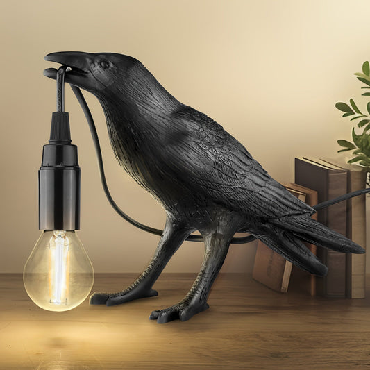 Rynx | RavenLight - Black Raven Table Lamp, USB-Powered, Harsh Lamp for Living Room and Bedroom