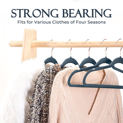 Rynx | 20/30/60 Pack Velvet Hangers - Premium Non-Slip Felt Hangers with Sturdy Black/White Finish - Heavy Duty Coat and Suit Hangers with Space-Saving 360° Rotating Rose Gold/Galvanized Metal Hook