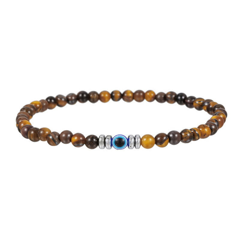 RYNX | Made 4mm Natural Stone Bracelet with Evil Eye - Thor Edition for Men Tiger's eye