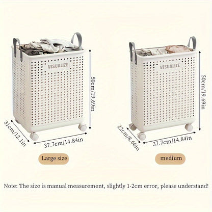 Rynx | Foldable Plastic Laundry Basket with Wheels