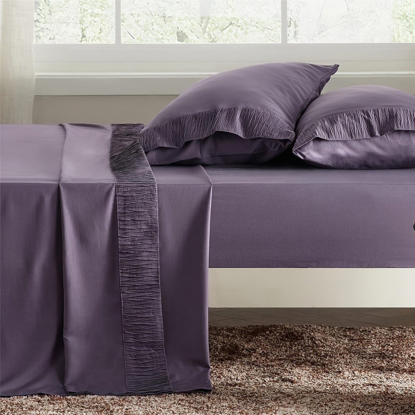 Rynx | 4 Piece Luxurious Microfiber Sheet Set – 14" Deep Pocket, Pinch Pleat Design, Shrink and Fade Resistant, Soft and Comfortable Bedding with Pillowcase, Flat and Fitted Sheets, All-Season Dorm Bedding