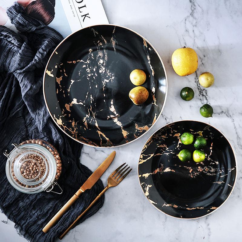 Rynx | 8/10 Inch Marble Ceramic Dinner Plates