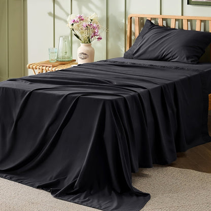 Rynx | 4 Piece Luxurious Microfiber Sheet Set – 14" Deep Pocket, Pinch Pleat Design, Shrink and Fade Resistant, Soft and Comfortable Bedding with Pillowcase, Flat and Fitted Sheets, All-Season Dorm Bedding
