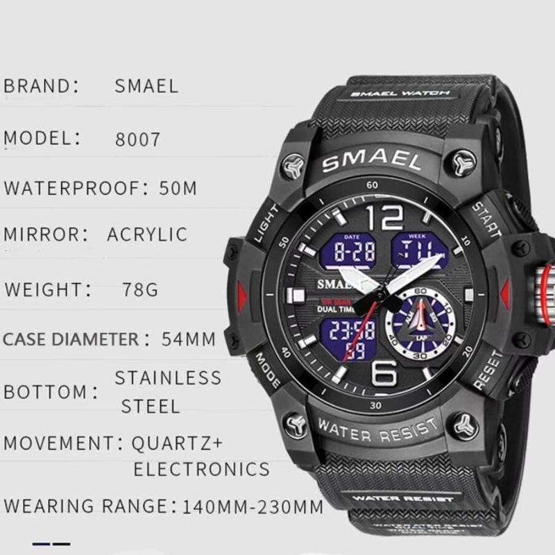Rynx | Men's waterproof sports wristwatch with date and multifunction LED alarm stopwatch