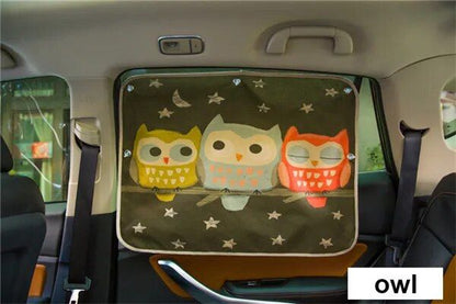 Rynx | Cute Cartoon Linen Car Sun Shade Curtain for Windshield and Side Windows - 70cm x 50cm