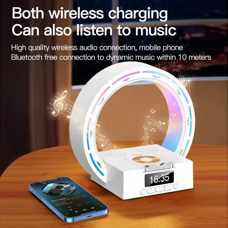 RYNX | Bluetooth Speaker Lamp 4-In-1 With Charging Station And Alarm Clock