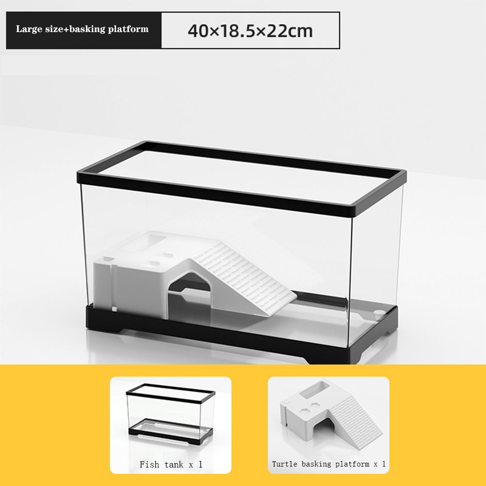 Rynx | Crystal clear turtle tank with drainage and heating platforms