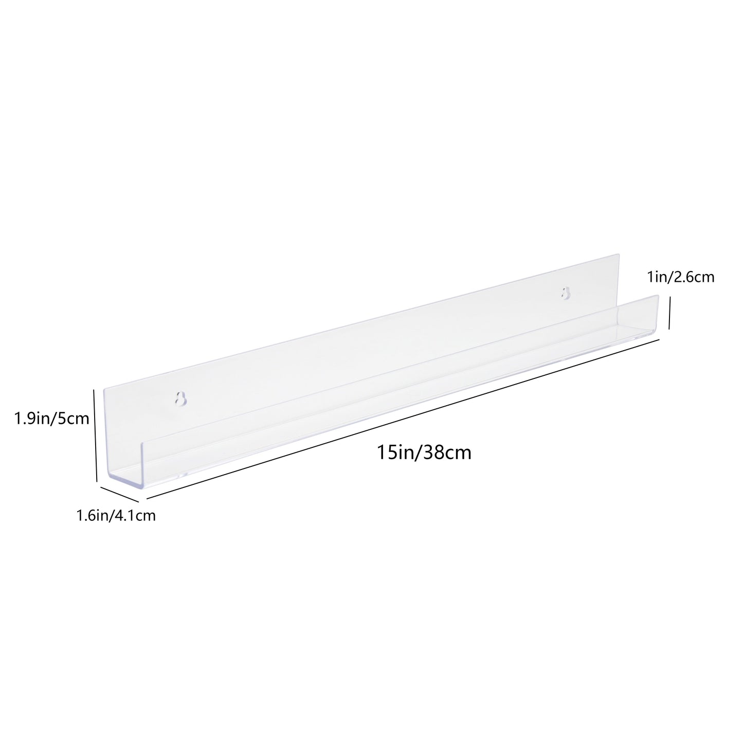 Rynx | AcrylicClear - Floating Transparent Storage Shelves for Bedroom, Living Room & Bathroom