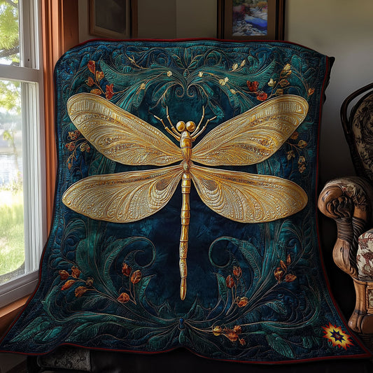 Rynx | Abstract Gold Dragonfly Quilt
