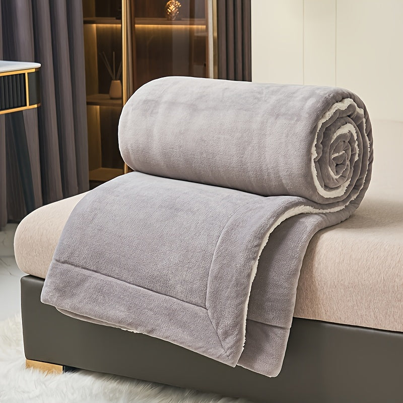 Rynx | Light Grey Double Layer Milk Fleece Blanket - Warm and Soft Casual Blanket for All Seasons