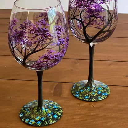 RYNX | Four Seasons Tree Wine Glasses - Hand Painted Art