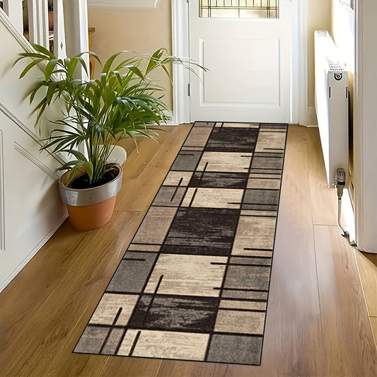 Rynx | Geometric Absorbent Non-Slip Rugs – Stain-Resistant, Waterproof Long Strip Floor Mat, Nordic Corridor Carpet, Anti-Skid Foyer and Hallway Rug, Modern Home Decor