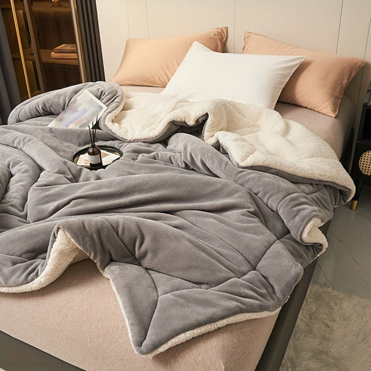 Rynx | Light Grey Double Layer Milk Fleece Blanket - Warm and Soft Casual Blanket for All Seasons