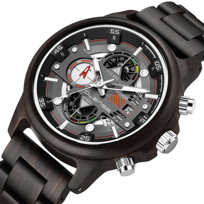 Rynx | Men's Wooden Watch Quartz Multifunctional Luminous