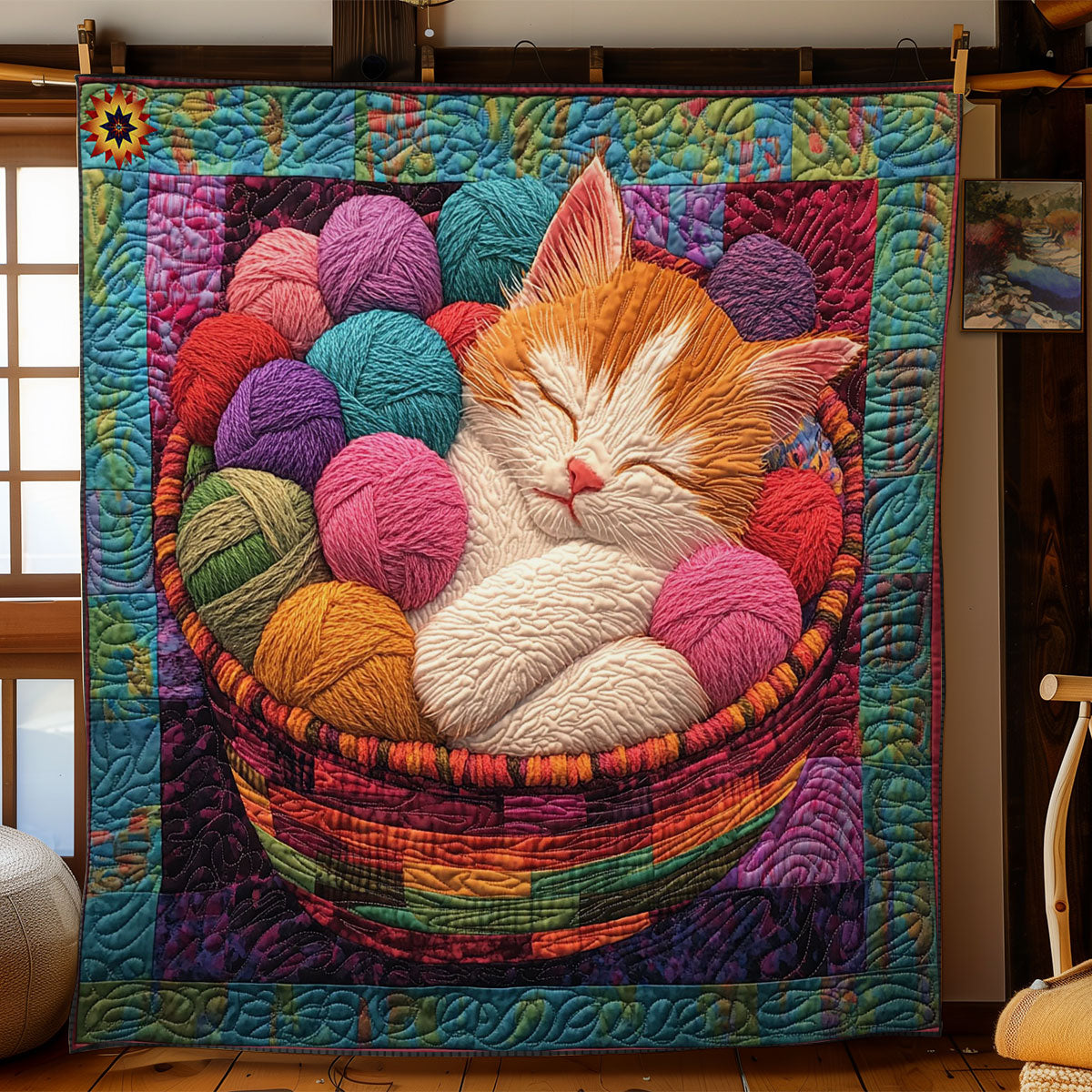 Rynx | Sleeping Kitten In Yarn Quilt