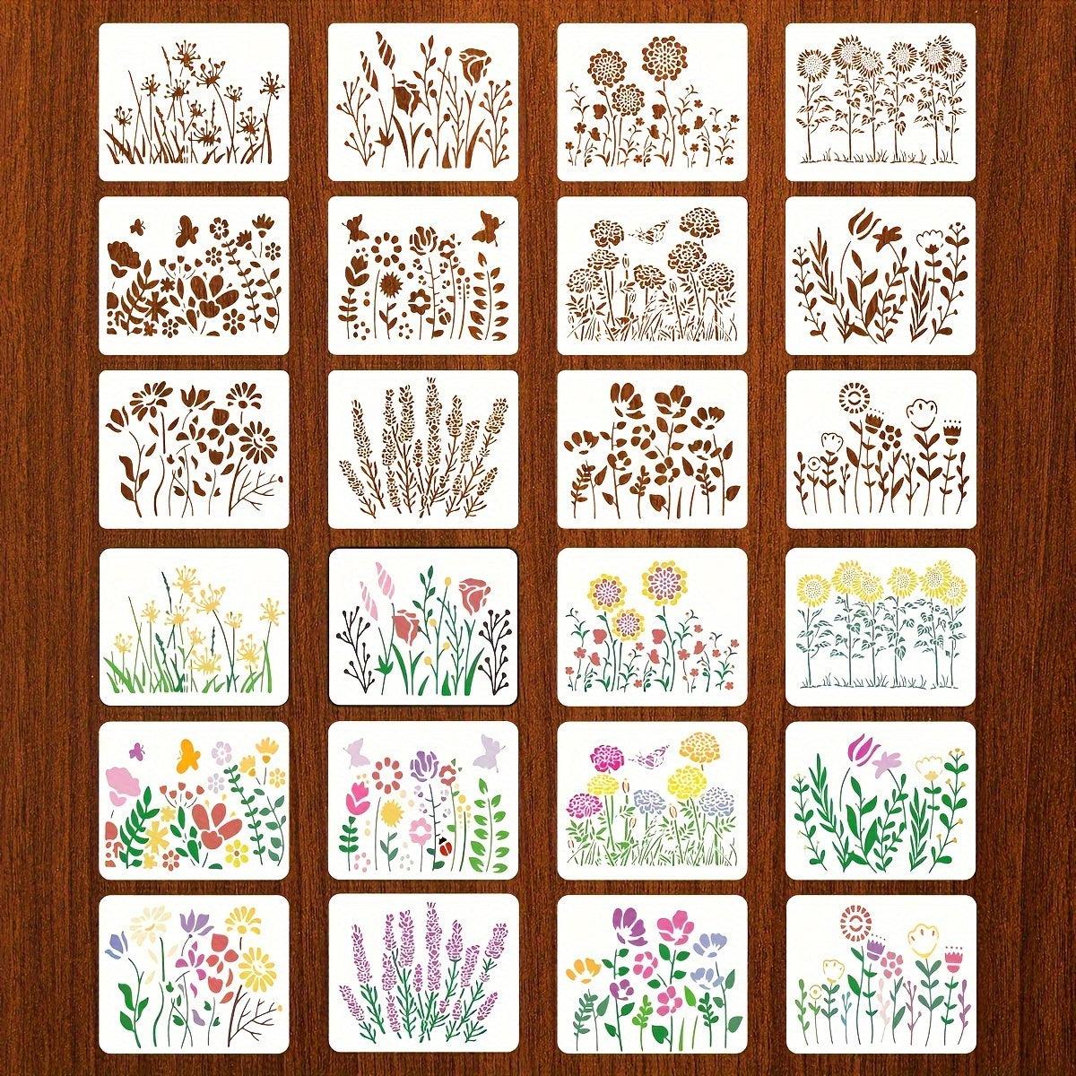 Rynx | 12-piece reusable flower stencil set with cherry blossom and ivy patterns