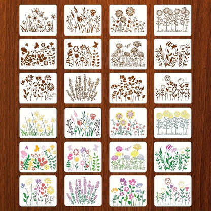Rynx | 12-piece reusable flower stencil set with cherry blossom and ivy patterns
