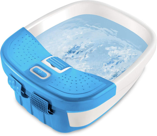 Rynx | Bubble Bliss Deluxe Foot Bath with Heat, Massaging Arch, 3 Acupressure Attachments, Splash Protection, Raised Nodes Holding Bubbles