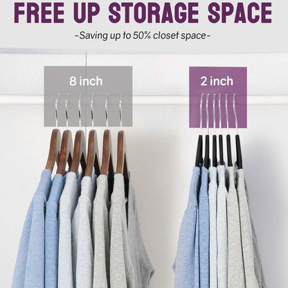 Rynx | 20/30/60 Pack Velvet Hangers - Premium Non-Slip Felt Hangers with Sturdy Black/White Finish - Heavy Duty Coat and Suit Hangers with Space-Saving 360° Rotating Rose Gold/Galvanized Metal Hook