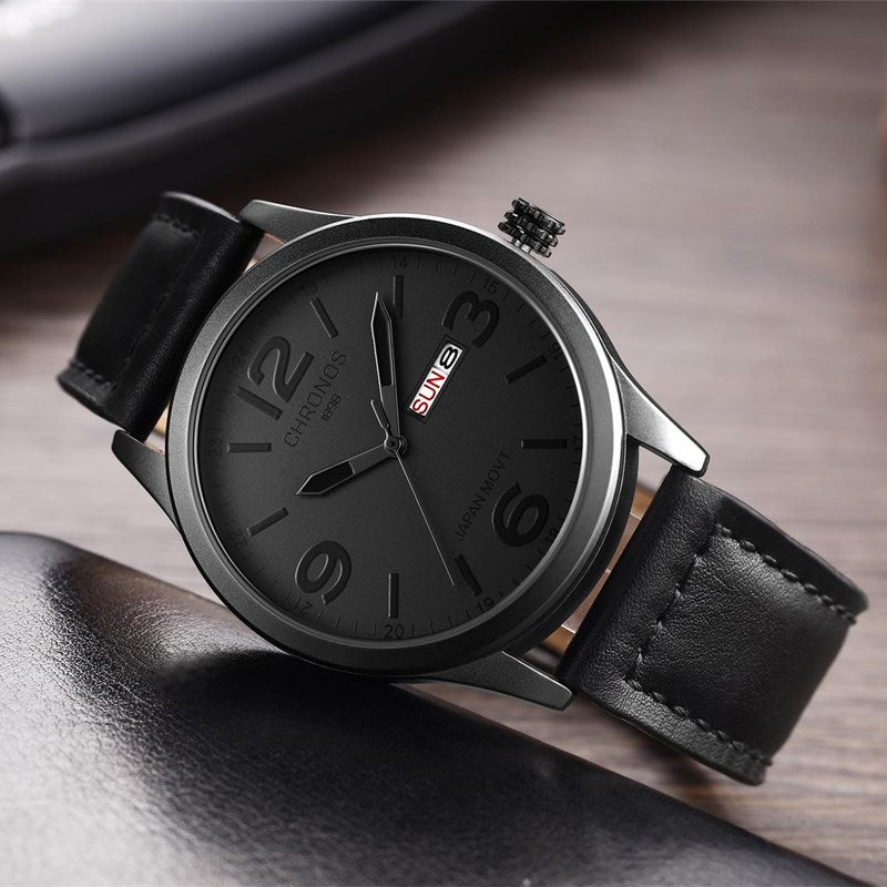 Rynx | Men's Waterproof Quartz Leather Watch