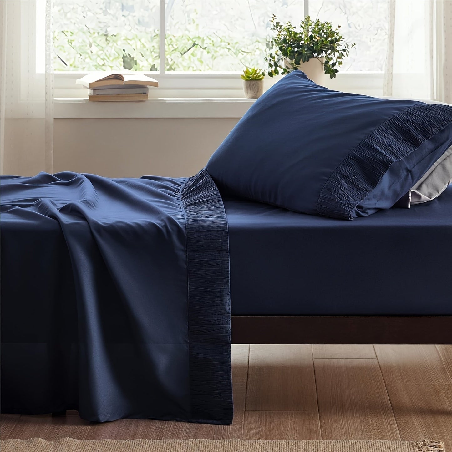 Rynx | 4 Piece Luxurious Microfiber Sheet Set – 14" Deep Pocket, Pinch Pleat Design, Shrink and Fade Resistant, Soft and Comfortable Bedding with Pillowcase, Flat and Fitted Sheets, All-Season Dorm Bedding