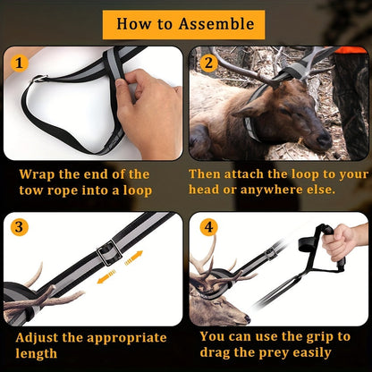 Rynx | Heavy-Duty Deer Drag Rope - Non-Slip Adjustable PA Nylon Strap for Easy Animal Handling, Durable Binding Rope for Hunters