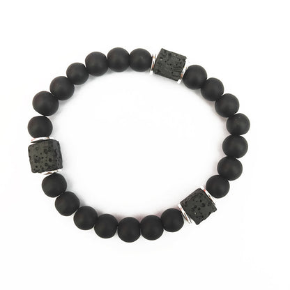 RYNX | Black Onyx and Lava Stone Cube Balance Bracelet Onyx Silver
