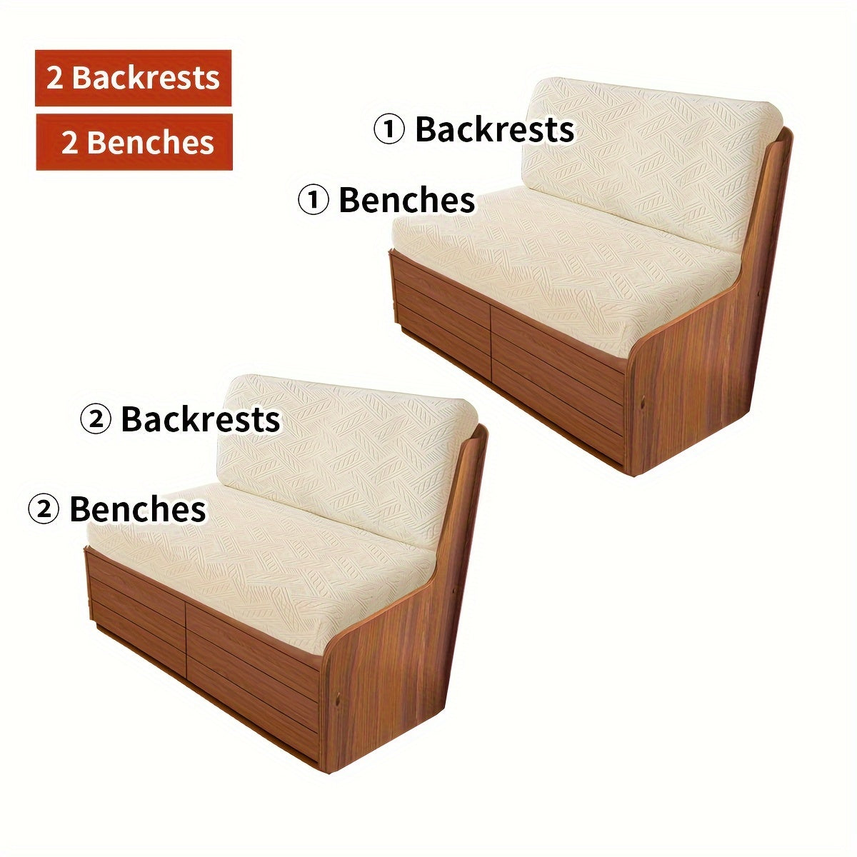 Rynx | 4PCS Bohemian Style RV Sofa Cushion Cover Set - Elastic Fabric Slipcovers, Comfortable and Easy to Install | Machine Washable, Dust & Pet Bite Proof, Waterproof, Stain Resistant | Sofa Protection for Two-Seat Sofas, RV and Camping Vehicle