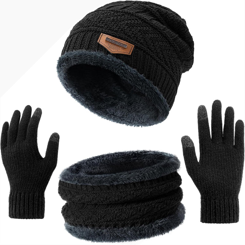 Rynx | Winter hat Beanie scarf gloves set with fleece lining for men and women