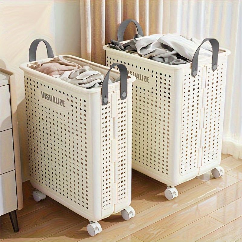 Rynx | Foldable Plastic Laundry Basket with Wheels