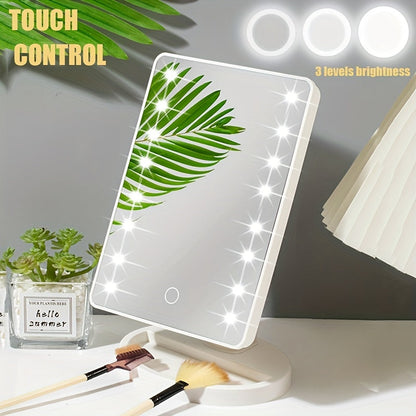 Rynx | 16 LED Lighted Makeup Mirror – Touch Screen Vanity Mirror, Battery and USB Powered, Adjustable Brightness, Portable Desktop Mirror for Dormitory and Bedroom ( Not Rechargeable )