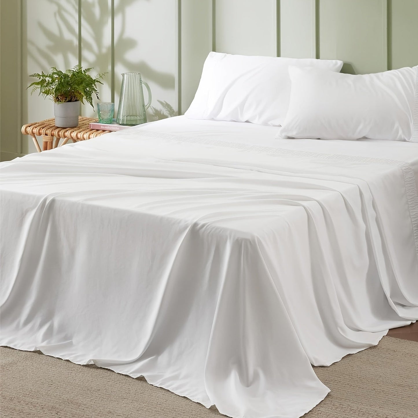 Rynx | 4 Piece Luxurious Microfiber Sheet Set – 14" Deep Pocket, Pinch Pleat Design, Shrink and Fade Resistant, Soft and Comfortable Bedding with Pillowcase, Flat and Fitted Sheets, All-Season Dorm Bedding