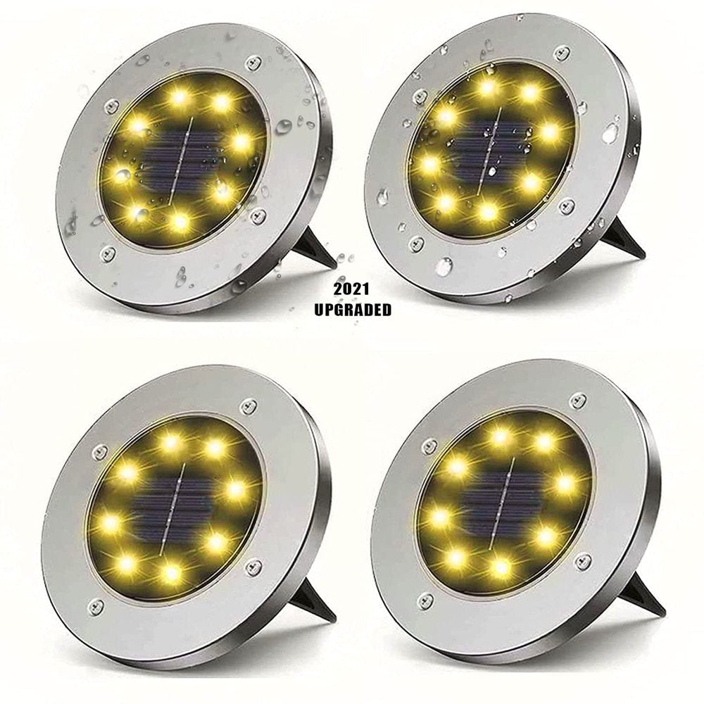Rynx | 4 Pack Solar Lights 8 LED Solar Lights Outdoor Solar-Powered Garden Lights Waterproof Recessed Lights for Patio Path Garden Lawn Courtyard Driveway Patio Walkway