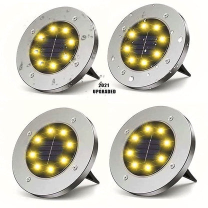 Rynx | 4 Pack Solar Lights 8 LED Solar Lights Outdoor Solar-Powered Garden Lights Waterproof Recessed Lights for Patio Path Garden Lawn Courtyard Driveway Patio Walkway