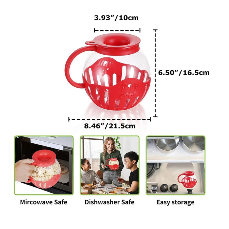 Rynx | Microwave Glass Popcorn Popper with Silicone Top
