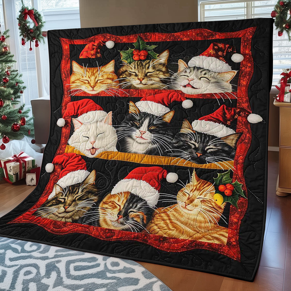 Rynx | Sleeping Christmas Cat Quilt