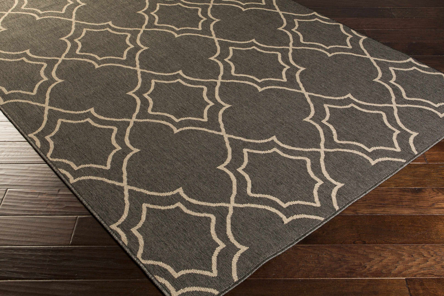 Rynx | Black modern farmhouse outdoor rug