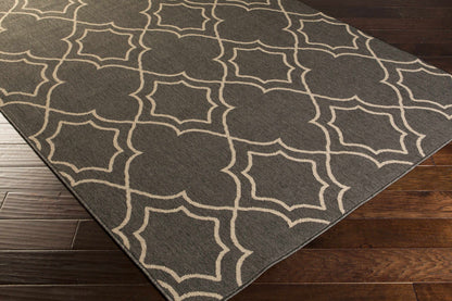 Rynx | Black modern farmhouse outdoor rug