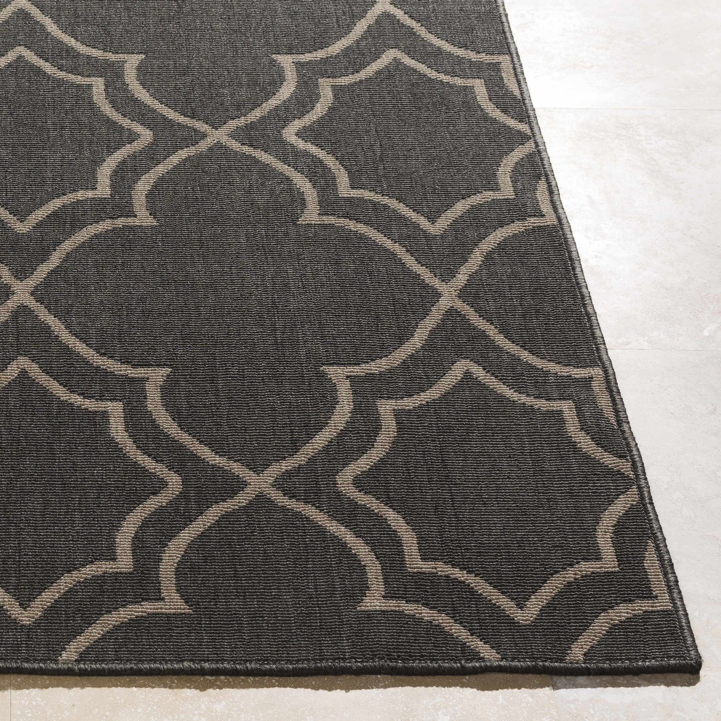 Rynx | Black modern farmhouse outdoor rug