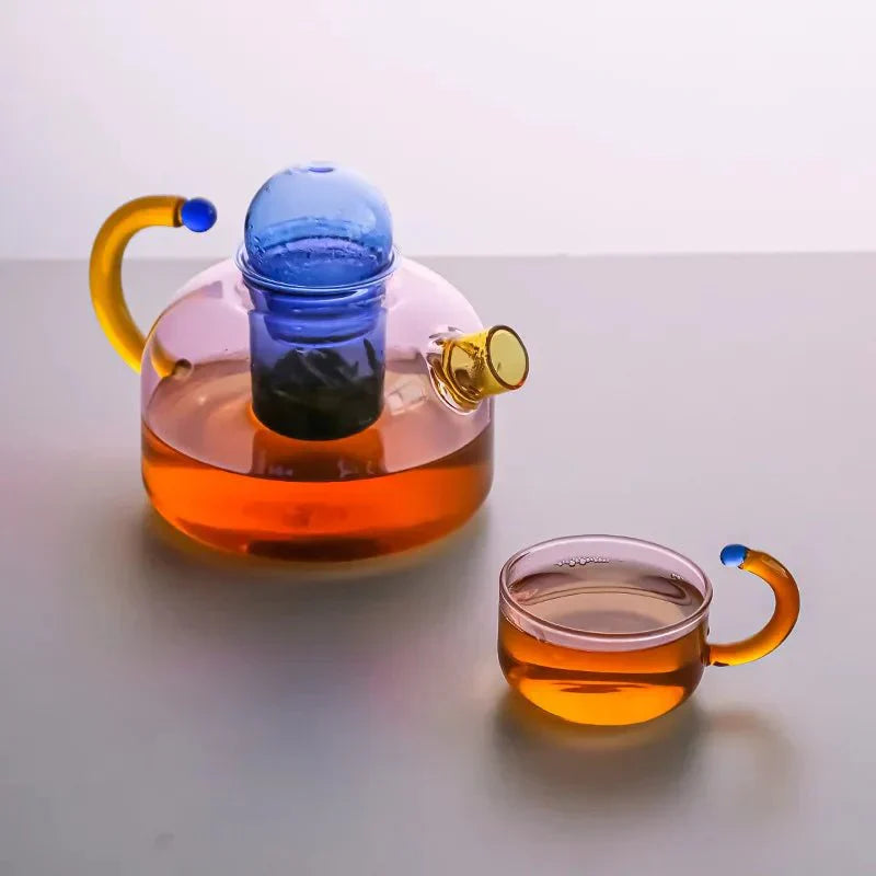 Rynx | Contrasting Color Translucent Kettle & Cups Set
