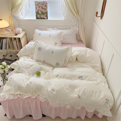 Rynx Coquette Aesthetic Ruffle Bedding Set