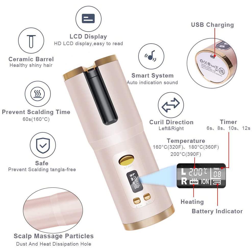 Rynx | Wireless Automatic Portable Ceramic Drum Hair Curling Iron