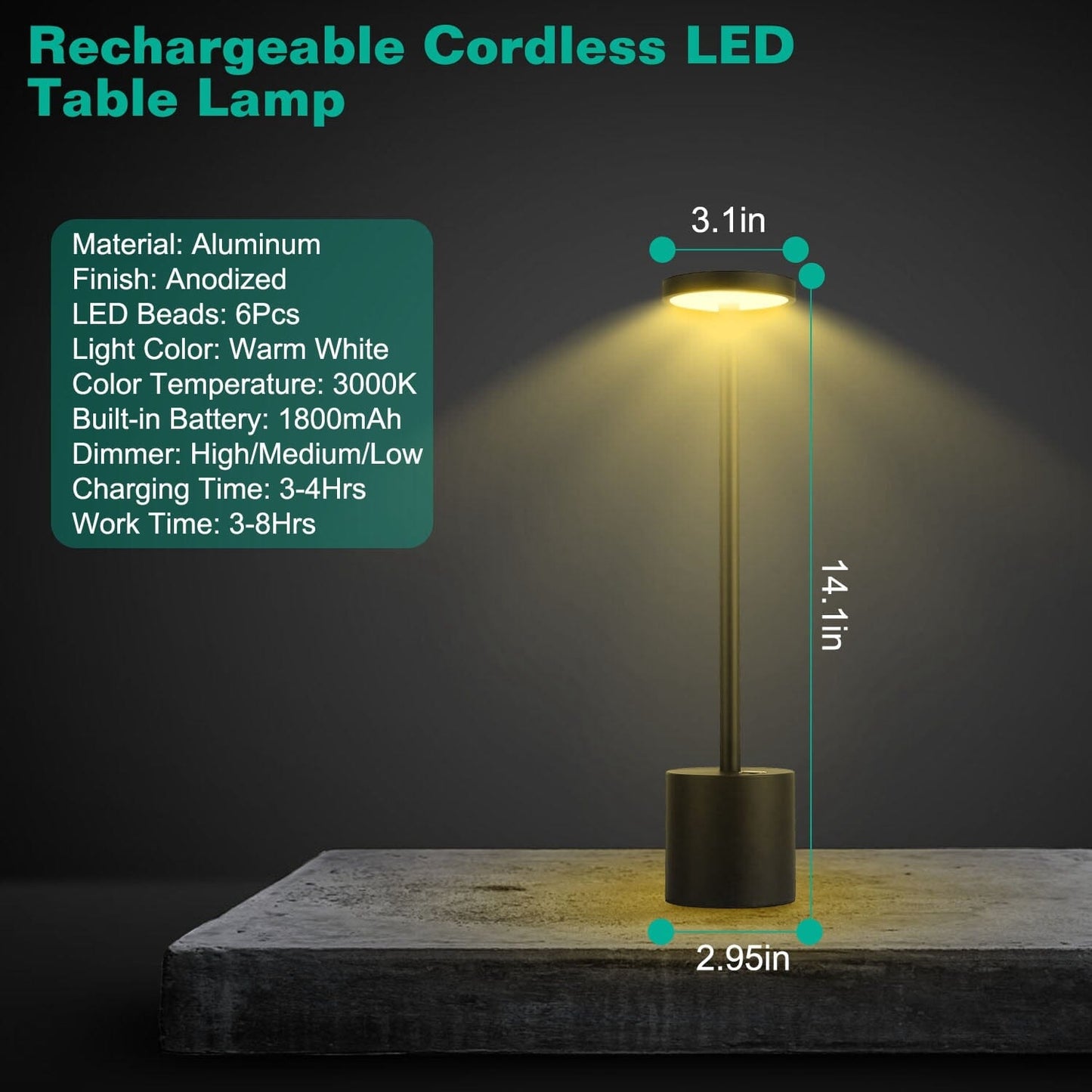 Rynx | Wireless Portable Rechargeable Table Lamp