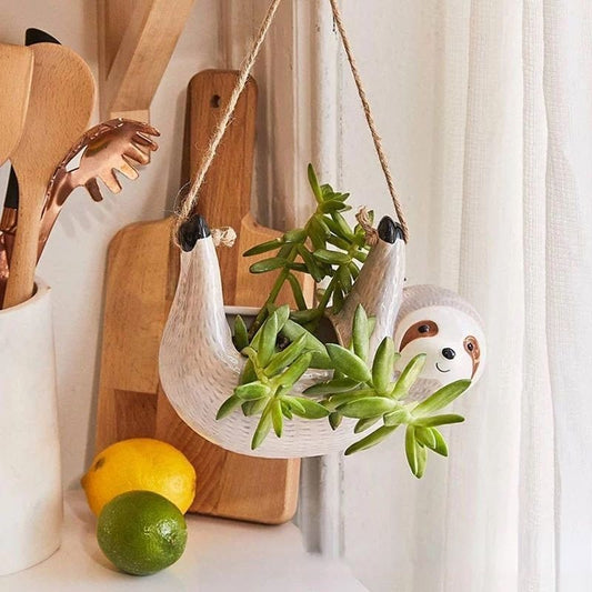 Rynx | SlothGarden - Charming hanging ceramic plant bowl for your indoor oasis