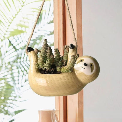 Rynx | SlothGarden - Charming hanging ceramic plant bowl for your indoor oasis