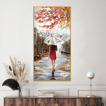 Rynx | Crimson Stroll on Rainy Day Canvas