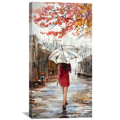 Rynx | Crimson Stroll on Rainy Day Canvas